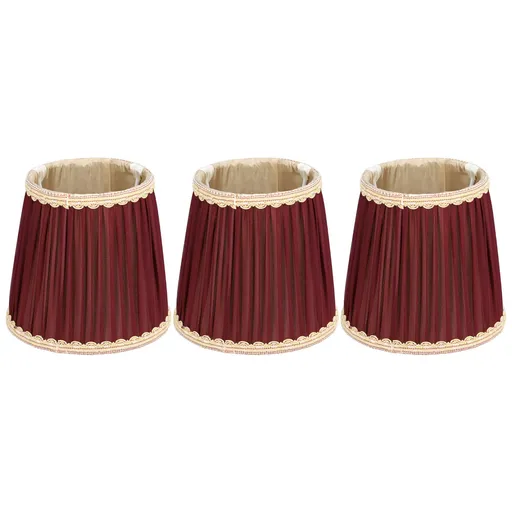 3pcs E14 Fabric Lamp Shade Wine Red Modern Clip On Lampshade for Home Wall Candle Table Lamps