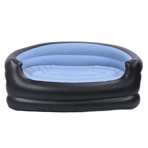 Inflatable Chair PVC and Velvet Water Proof Comfortable Portable Blow Up Couch for Outdoor Blue