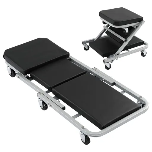 Giantz Garage Creeper 2-in-1 Mechanic Stool Rolling Automotive Z Creeper Seat