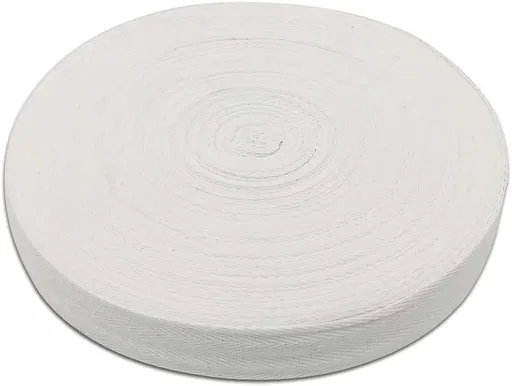 Natural Cotton Twill Tape 50 Yards 1 Inch Bunting Bias Tape Herringbone Webbing Tape Roll for Apron Sewing Dressmaking Craft (White)