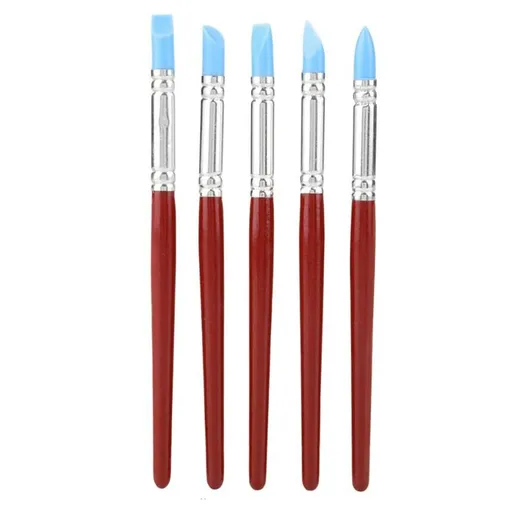 5 Pcs Clay Color Sculpting Shapers – Flexible Rubber Tip Shaping Pen Wipe Out Painting Brushes Carving Tools
