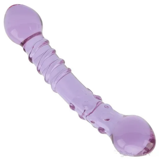 House Of Dasein Double Ended Dildo Purple Glass Spiral Spot Temperature Play Bdsm - Purple