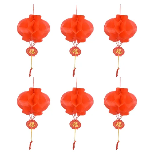 20Pcs Red Paper Chinese Decorative Lantern 15cm Diameter Hanging Ornaments for New Year Festival Wedding