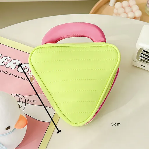Triangle Dopamine Makeup Bag, Lipstick Storage Pouch –green