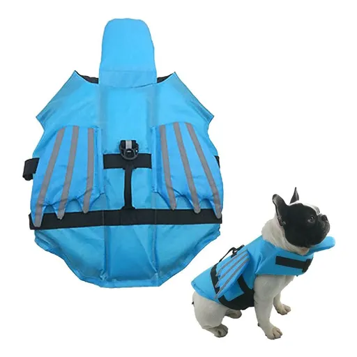 Dog Life Jacket Wings Pet Life Vest Adjustable Dog Flotation Swim Vest Blue - L
