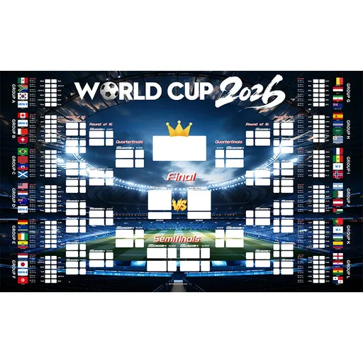 2026 World Cup Wall Chart Poster - 48 Team Tournament Schedule Tracker on Premium Waterproof Polyester Fabric (31.5" x 23.6") - Ultimate Soccer Gift for Fans (2026 World Cup Schedule Calendar-B)