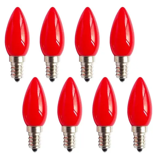E12 Bulb Red LED Color Light Bulbs 1W LED Bulb Transparent Night Light Bulb for Holiday Decoration Home Lighting, 8 Pack