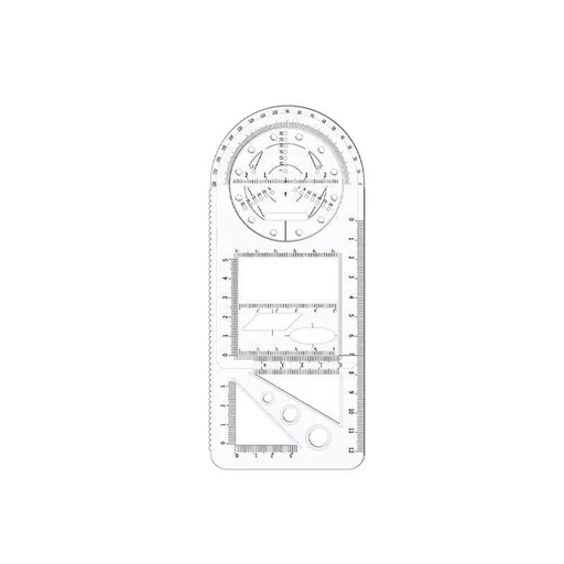 Multifunctional Geometric Ruler Student Mathematics Drawing Tools School Office - Clear-Primary School