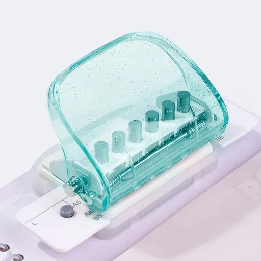 1pc 6-Hole Loose-Leaf Punch, Manual Positioning Punch, Hole Spacing 9.5mm, for A4/B5/A5 Paper, Hand Tool, Green