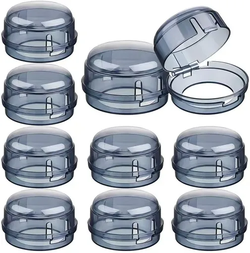 6 Pack Stove Knob Covers for Children Safety, Grey Stove Knob Safety Covers Kitchen Stove Gas Knob Covers, Easy to Install Toddler Baby Proof Kitchen Safety Guard for Home Kitchen