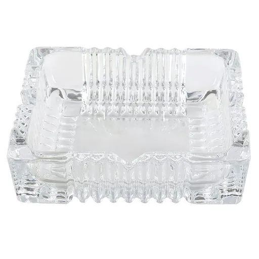 Ashtray, Large Glass Ashtray for cigarette cigar, Clear Crystal Ash trays Outdoor Glass Spuare Ashtrays (6x6inch)