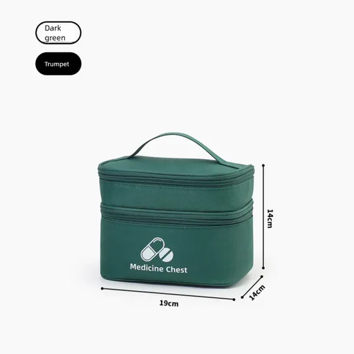 Green Compact Double-Layer Medicine Storage Case – Portable First Aid Organizer for Home, Travel & Emergency Use