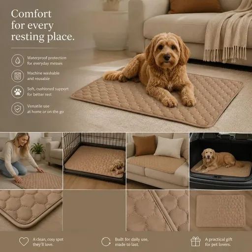 2pcs Coffee Pet Pad, Size XL (100×70cm)