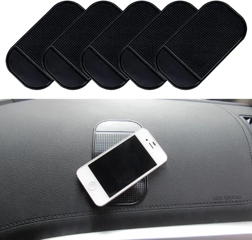 5PCS Car Dashboard Non-Slip Mat, Anti-Slide Sticky Multifunctional Pads for Auto Dashboard, Cell Phone Bracket Mat, Fit for Cell Phones, Keys, Sunglasses, GPS, Coins, Mirrors