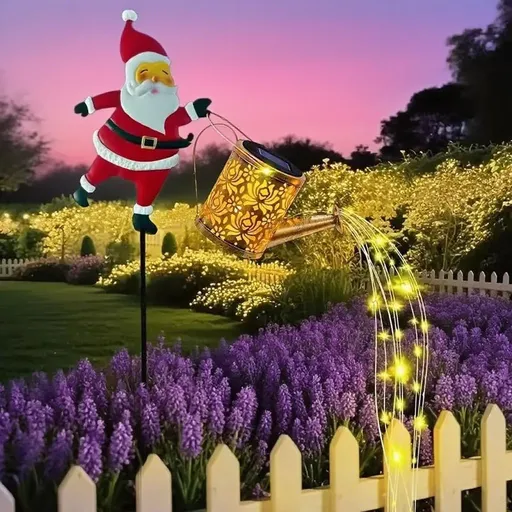 Solar Santa Claus Watering Can Light IP64 Waterproof Iron Art Multi-Color Light Effects