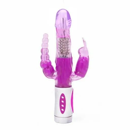 House Of Dasein Triple Pleasure Rabbit Vibrator Bdsm Spot Clitoris Stimulator Anal Plug - Purple - 2 X Medium Probe