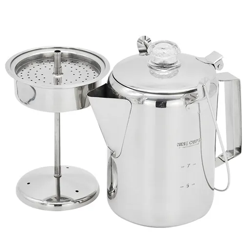 1.2L 9-Cup Stainless Steel Camping Percolator Coffee Pot Stovetop Coffee Maker 1Pc