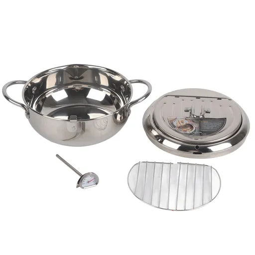 Stainless Steel Deep Frying Pan Japanese Tempura Fryer with Thermometer Control Non Stick Frying Pan for Kitchen