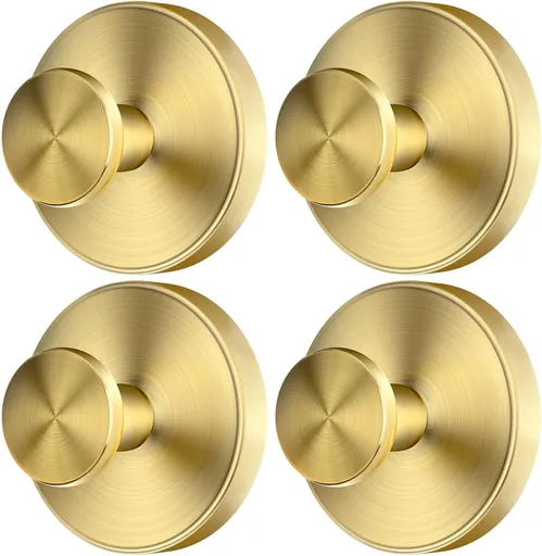 2026 Upgraded Drill-Free Suction Cup Hooks, Stainless Steel Suction Cup Hooks for Shower, Mirror, Wall, Bathroom, Glass, Hanging Towels - 4 Pack, Gold