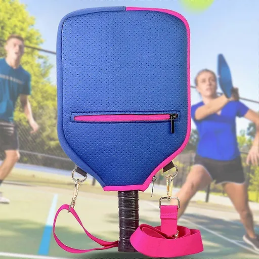 Pickleball Bag Neoprene Crossbody Sling Bag with Adjustable Shoulder Strap Sports Equipment Storage Bag - Dark Pink