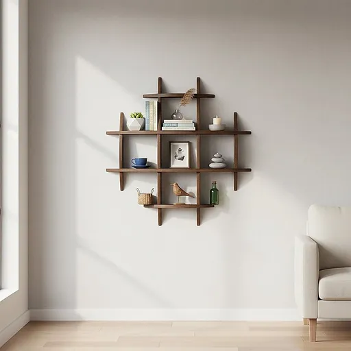 90x90cm Solid Wood Wall Mounted Display Shelf Antique Style Decor