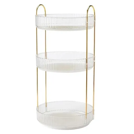 Rotating Cosmetic Organiser Home Storage Shelf Box for Makeup and Beauty Product - White