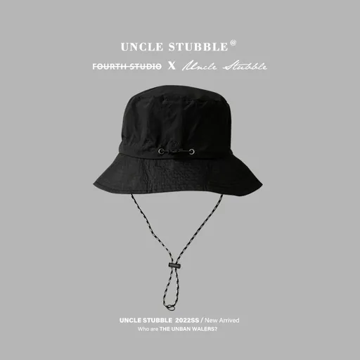 Black Packable Bucket Hat Unisex Wide Brim Foldable Sun Protection Hiking Travel Cap