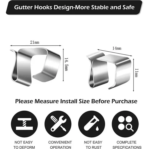 Christmas Lights Gutter Hooks Galvanized Holiday Lights Roof Hooks Christmas Light Clips Xmas Light Gutter Hangers (50 Pcs)