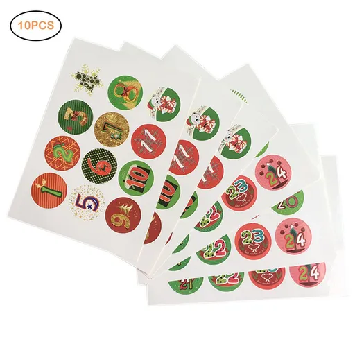 Christmas Advent Number Stickers Christmas Candy Sealing Stickers DIY Gifts Package Labels