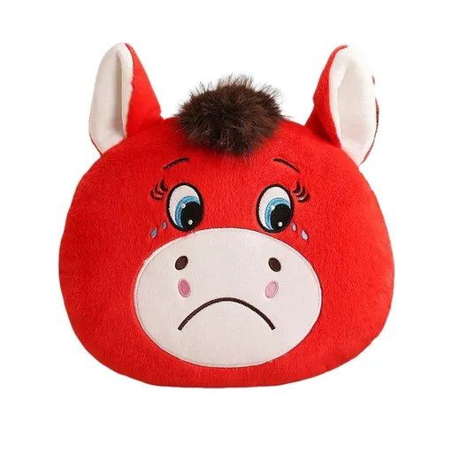 Funny Crying Horse Throw Pillow, 13.8in Lunar Year Decor, Mood-Boosting Plush Cushion for Couch Office Car, Perfect Gift for All Ages