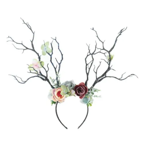 House Of Dasein Gothic Deer Antlers Flower Hair Band Christmas Cosplay - Dark