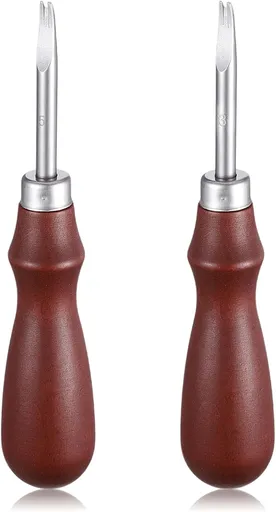 Leather Edge Skiving Beveler, 2 Pcs Leather Working Tools Burnishing Tool Edge Cutting Trimmer Tool for DIY Leathercraft Working 2 Sizes (1.0 mm, 1.5 mm) (3# + 5#)