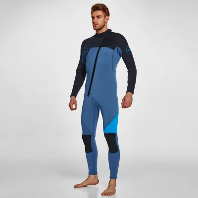 Men's 3mm Full Wetsuit for Surfing Diving & Cold Water Swimming – Front-Zip Neoprene Suit with UV Protection and Flexible Fit(Blue,XL) | Other Colors Available in Store