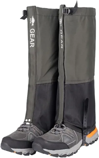 Green Breathable Nylon Waterproof Hiking Leg Gaiters and Snow Boot Gaiters (Fleece Lining) - Unisex Adjustable Sand & Mud Protection for Mountaineering & Desert Trekking, XL Size