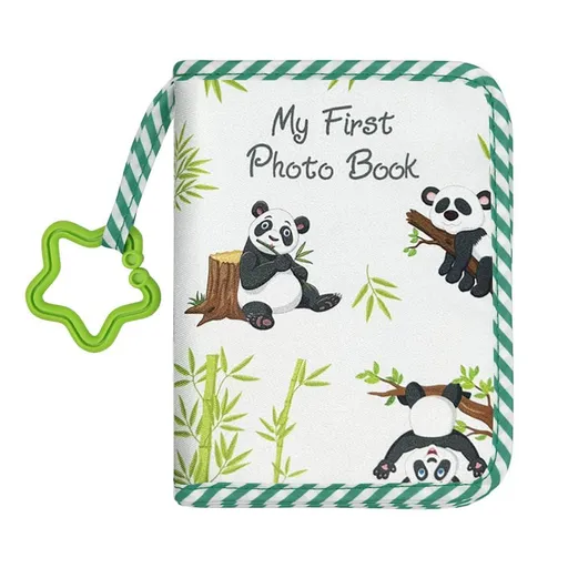 Baby Photo Album Baby Memory Book, Soft Cloth Photo Book First Year Memory Album Shower Gift Holds 4x6 Inch Photos (Panda)
