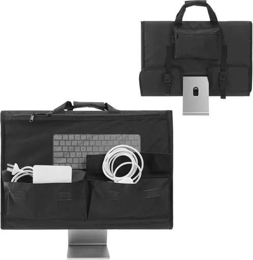 Adjustable Travel Carrying Case for 24''Desktop Monitor(Universal), Protective Storage Bag for Monitor Dust Cover with Carry Handle for 24 inch Screen and Accessories（black）