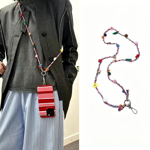 Floral Halter Crossbody Phone Charm | Holiday Small Gift | Niche Hand‑Woven 3D Flower Phone Strap