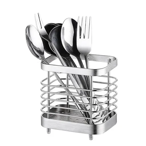 Utensil Holder Drying Rack Stainless Steel Draining Basket Wall Mount No Drilling for Kitchen Chopsticks Small Original Color