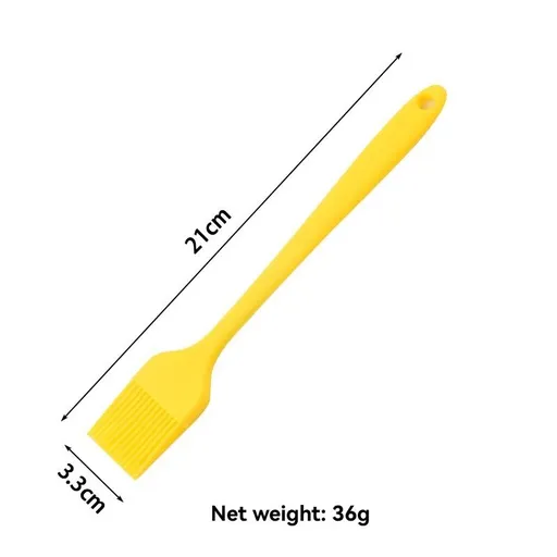 silicone oil brush, grilling brush, baking brush, high heat resistant brush, 21cm brush, baking cloth brush, kitchen tools, bbq accessories, non-stick brush, oil spreading brush - Yellow - Size 4PCS