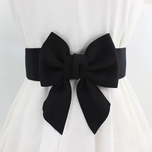 Women's Fashionable Bowknot Wide Belt Lady Stretch Belts Vintage cinch belt with high quality big bow knot