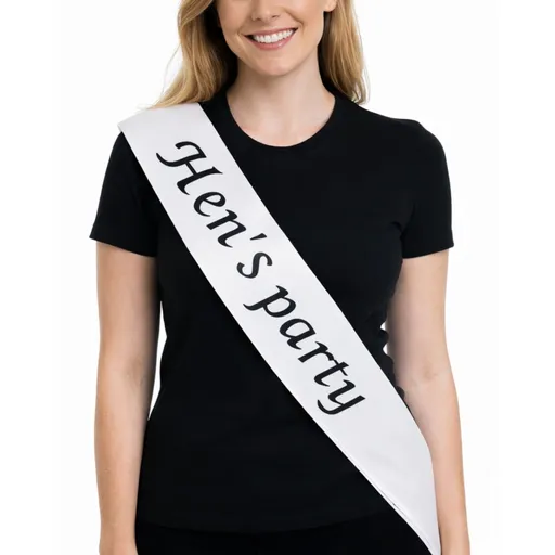 Party Sash Bride Birthday Hen Night Girls Womens Celebration Sash - White