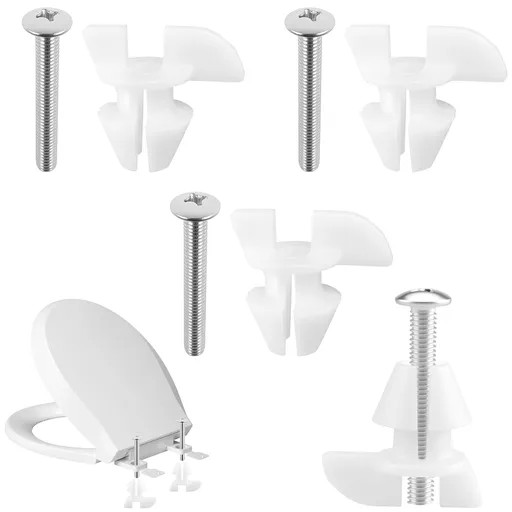 4 Pack White Toilet Seat Bolts & Screws for 1133024 Hardware Pack, Non-Slip, Secure Fit - Ideal for Toilet Seat Parts Replacement