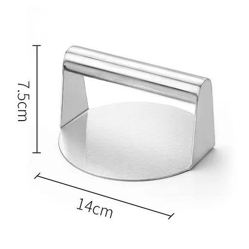 Stainless Steel Burger Press,Round Smasher, Non-Stick Smooth Hamburger Press Flat Bottom Without Ridges, Bacon Grill Perfect
