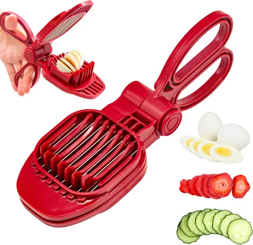 Fruit Slicer, Strawberry, Banana, Kiwi Cutter, Egg Slicer for Hard Boiled Eggs, for Fruit Sausages, Cucumbers, Mushroom Cutter, Rapid & Safe Slicing Kitchen Gadgets