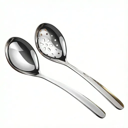 Small Slotted Spoons,Modern Thick Heavy-weight Short handle Stainless Steel Durable Caviar Spoon for Soup Cereals, Set of 2