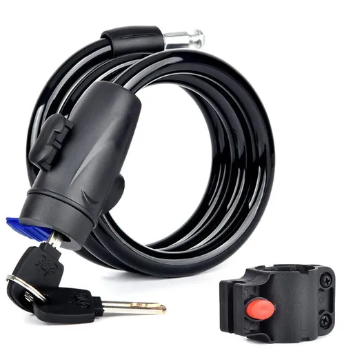 Anti-theft Security Bike Cable Lock Bicycle Lock With Bracket And 2pcs Keys