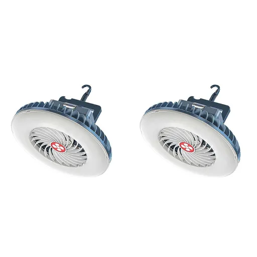2X Portable Camping Fan with LED USB Rechargeable Battery Operated Fan for Tent Car Emergency