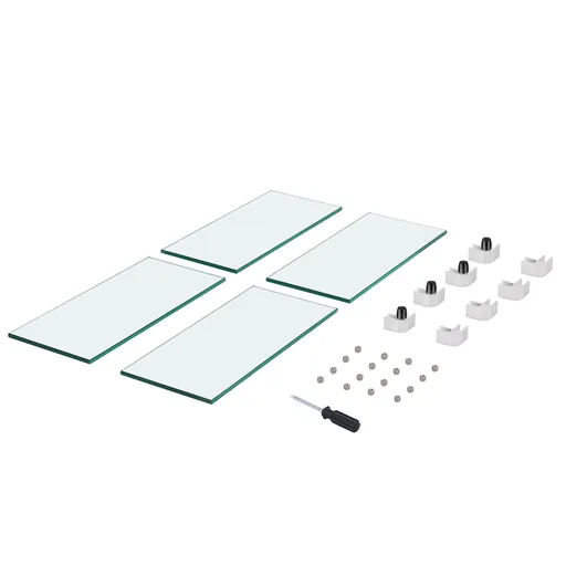 Gas Fire Pit Wind Guard for Square Fire Table, 543 x 543 x 191 mm Clear Tempered Wind Guard for Firepits, 8mm Thick Square Glass Shield, Glass Panel with Hard Corner Bracket & Feet