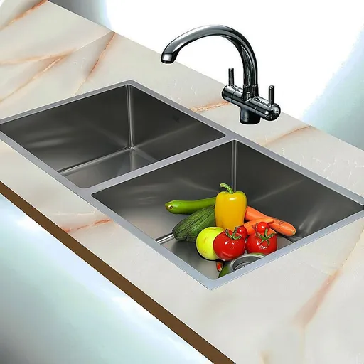 865x440mm Handmade 1mm Stainless Steel Double Bowl Kitchen Sink with Waste