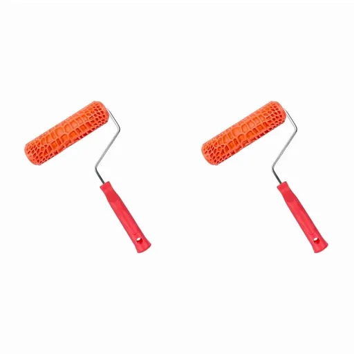 2X Rubber Imitation CrocodileGrain Pattern Paint Roller Paint Texture Pigment Printing Wall Painting Roller with Handle